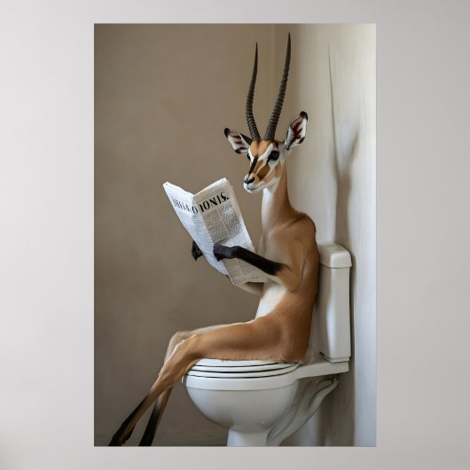 Funny Antelope Bathroom Print, Toilet Newspaper Poster (Vorne)