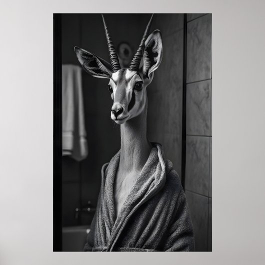 Funny Antelope in Bathrobe Print, Quirky Bathroom Poster (Vorne)