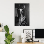 Funny Antelope in Bathrobe Print, Quirky Bathroom Poster (Heimbüro)