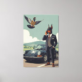 Funny anthropomorphic Doberman Pinscher dog Leinwanddruck (Vorderseite)