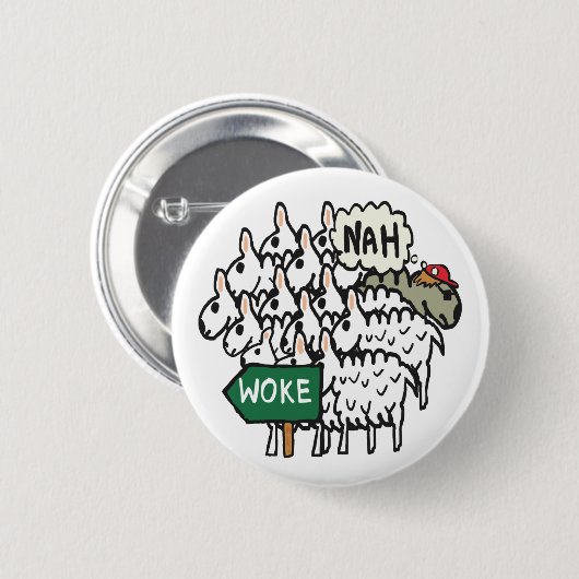 Funny Anti Geweckt Sheep Button (Vorne & Hinten)