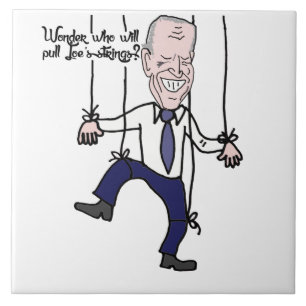 Funny Anti Joe Biden Puppet Politischer Cartoon Fliese