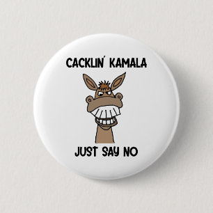 Funny Anti Kamala Harris Laughing Donkey Button