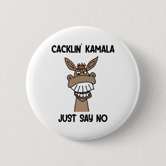 Funny Anti Kamala Harris Laughing Donkey Button (Vorderseite)