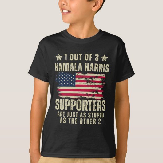 Funny Anti Kamala Harris Stupid Joke American Flag T-Shirt (Vorderseite)