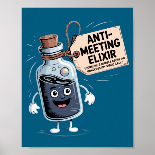 Funny Anti Meeting Elixir Retro Cartoon Office H  Poster (Vorne)