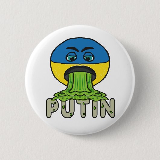 Funny Anti Putin Vomit Emoji Button (Vorderseite)