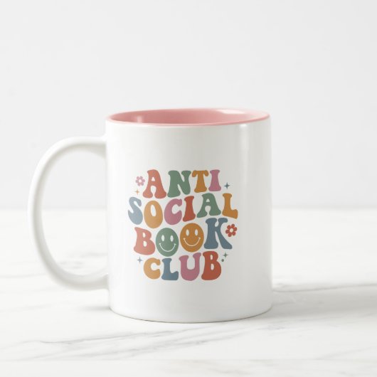 Funny Anti Social Book Club Buchliebhaber Retro Zweifarbige Tasse (Links)