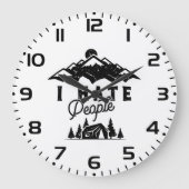 Funny Anti-Social Camping Ich Hasse Menschen Große Wanduhr (Vorderseite)
