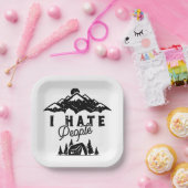 Funny Anti-Social Camping Ich Hasse Menschen Pappteller (Party)