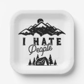 Funny Anti-Social Camping Ich Hasse Menschen Pappteller (Vorderseite)