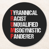 Funny Anti Trump Akronym politischer Humor Runder Pappuntersetzer (Vorderseite)
