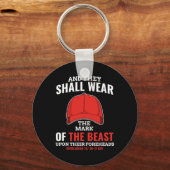 Funny Anti Trump Mark der Bestie Red Hat Liberal Schlüsselanhänger (Vorderseite)