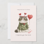 Funny Anti-Valentine Cat | I Tolerate You the Most Karte (Vorderseite)