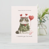 Funny Anti-Valentine Cat | I Tolerate You the Most Karte (Stehend Vorderseite)