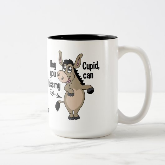 Funny Anti-Valentine Donkey individuelle Name Tass Zweifarbige Tasse (Rechts)