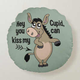 Funny Anti-Valentine Donkey-Wurfkissen Rundes Kissen
