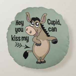 Funny Anti-Valentine Donkey-Wurfkissen Rundes Kissen