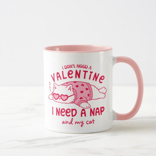 Funny Anti-Valentine Nap and My Cat Custom Coffee  Tasse (Rechts)
