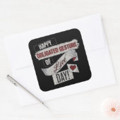 Funny Anti Valentines Day Happy Obligated Gesture Quadratischer Aufkleber (Umschlag)