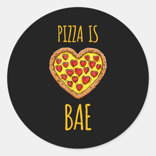 Funny Anti-valentines Pizza Is My Bae  Runder Aufkleber (Vorderseite)