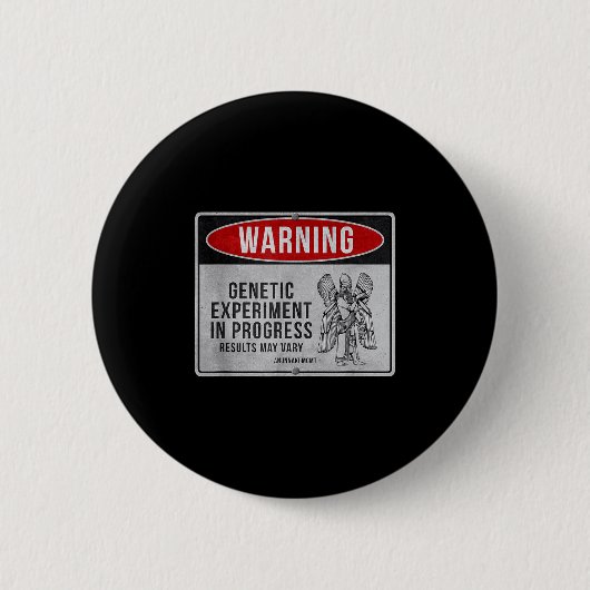 Funny Anunnaki Warning Sign - Genetisches Experime Button (Vorderseite)