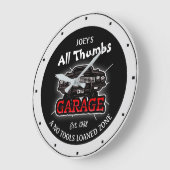 Funny Any Name All Thumbs Garage Retro Car Date  Große Wanduhr (Winkel)