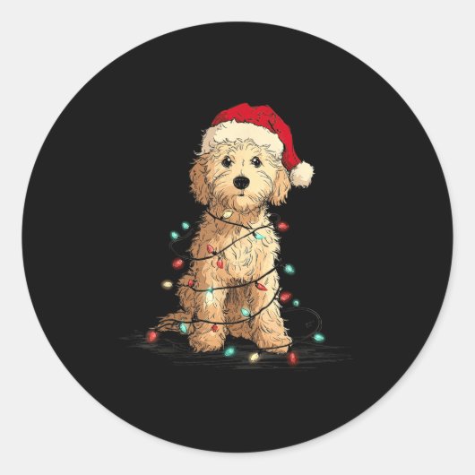Funny Ao Christmas Graphics Dog Lights Lover Runder Aufkleber (Vorderseite)