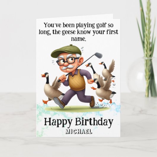 *~* Funny AP94 Golfer Man Birthday Card Dankeskarte (Vorderseite)