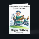 *~* Funny AP94 Older Golf Cart Man Birthday Card Dankeskarte<br><div class="desc">(Suchcode AP914um ähnliche Objekte zu finden) Einfache Übertragung auf andere Zazzle Produkte. Energetisch von Anna Rosa Senior Opa Alte Mann Golfer Albern Funny Unglaublich witzig Spaß - Golfing.= Opa - Caddy Dinosaur QUOTE Opa Lieben zu tun, Wheelies zu erschrecken von den Gänsen. Funny Golf Geburtstagskarte - PERSONALISIEREN SIE DIE GANZE...</div>