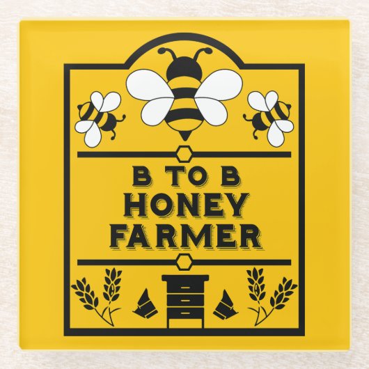 Funny Apiary Honey Bauer Glasuntersetzer (Vorderseite)