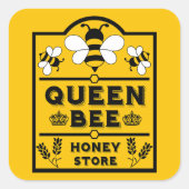 Funny Apiary Honey Queen Bee Quadratischer Aufkleber (Vorderseite)