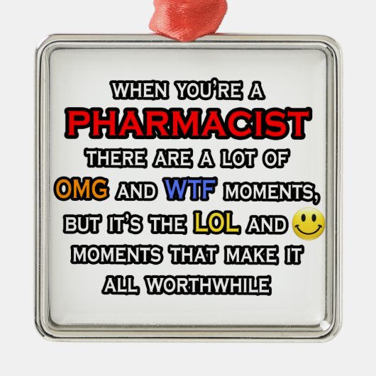 Funny Apotheker ... OMG WTF LOL Ornament Aus Metall (Vorne)