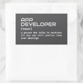 Funny App Developer Definition Rechteckiger Aufkleber (Tasche)