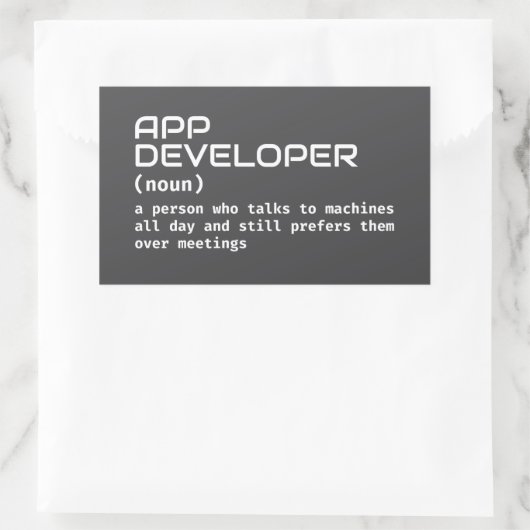 Funny App Developer Definition Rechteckiger Aufkleber (Tasche)