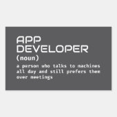 Funny App Developer Definition Rechteckiger Aufkleber (Vorderseite)