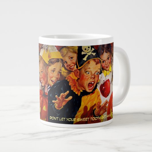 Funny Apple Bobbing Unfall Halloween Jumbo Tasse (Vorderseite Rechts)