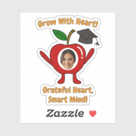 Funny Apple Custom Photo Grateful Heart Smart Mind Aufkleber