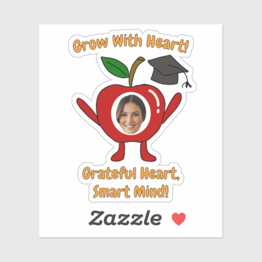 Funny Apple Custom Photo Grateful Heart Smart Mind Aufkleber (Blatt)