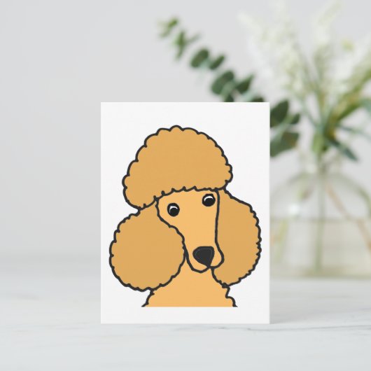 Funny Apricot Poodle Dog Cartoon Postkarte (Stehend Vorderseite)