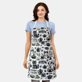 Funny Apron for Cat Lovers Black and White Pattern Schürze (Getragen)