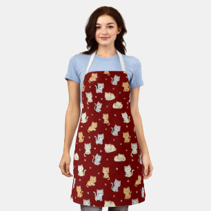 Funny Apron für Katze Lover Kawaii Cat Pattern Schürze