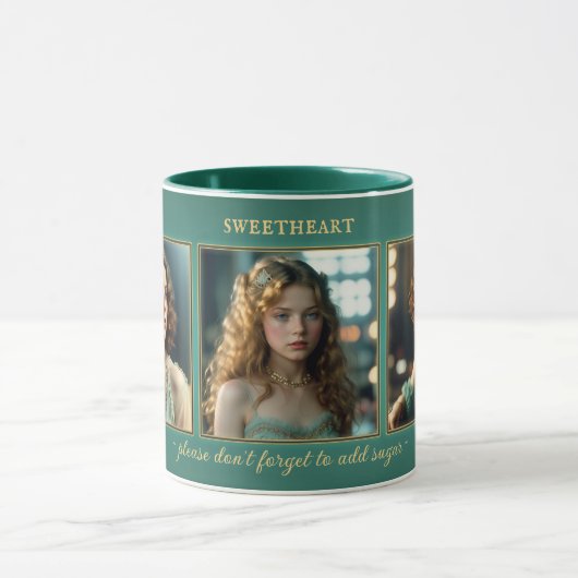 Funny Aquamarin Art Déco Foto Tasse (Zentrum)