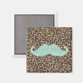 Funny Aquamarin Green Blly Mustache und Animal Pri Magnet (Vorderseite/Rückseite)