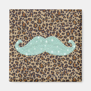 Funny Aquamarin Green Blly Mustache und Animal Pri Magnet