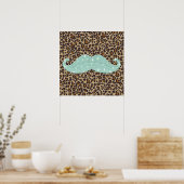 Funny Aquamarin Green Blly Mustache und Animal Pri Poster (Küche)