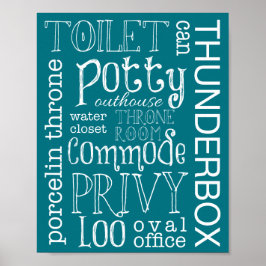 Funny Aquamarin Toilet Bad Sign Poster Printwerbun