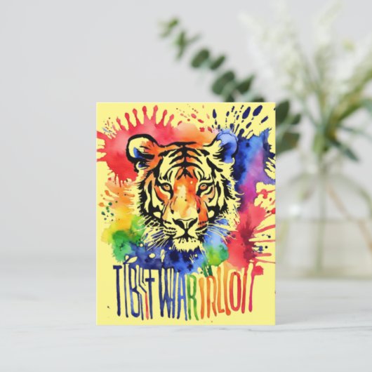 Funny Aquarell bunter Tiger (Stehend Vorderseite)