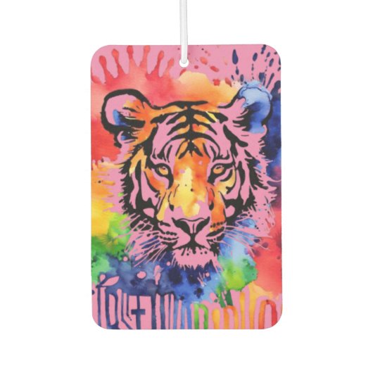 Funny Aquarell bunter Tiger Autolufterfrischer (Vorderseite)