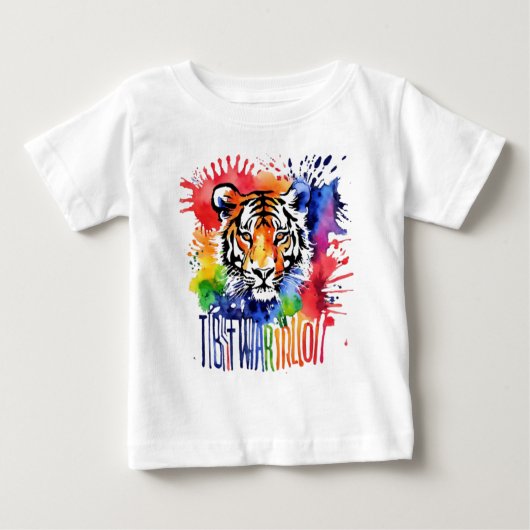 Funny Aquarell bunter Tiger Baby T-shirt (Vorderseite)